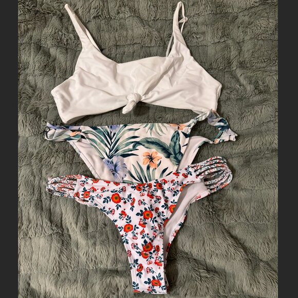 ZAFUL & HOLLISTER White Bikinis (1 top, 2 bottoms) - Size 8/L - Picture 1 of 1